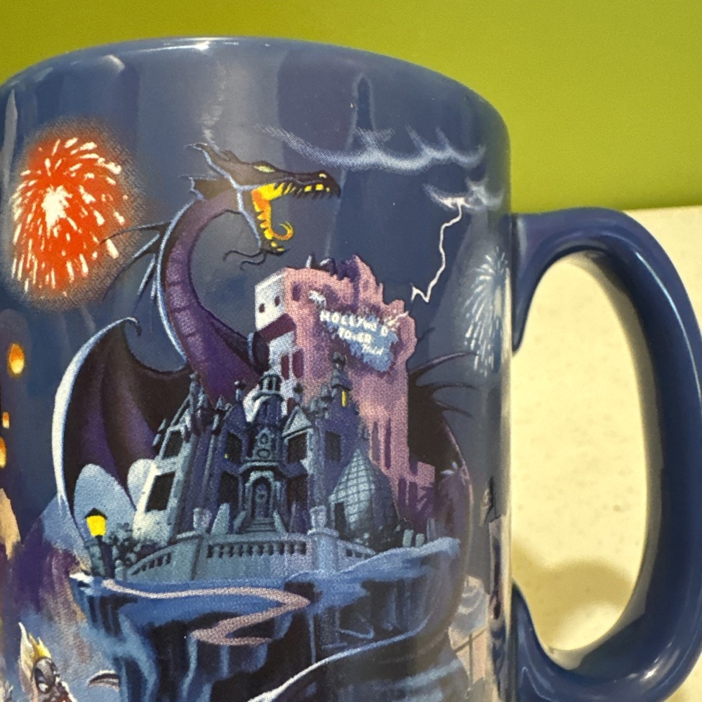 Walt Disney World Parks Blue Mug Little Mermaid, Tangled, Snow White Icons Rides - Picture 10 of 14